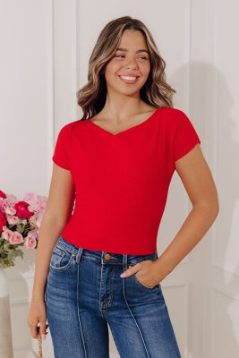 Bistro Brunch Knit Top in Red