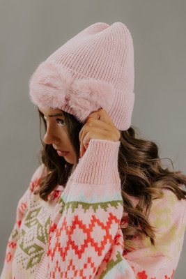 Cozy Moment Knit Beanie in Blush
