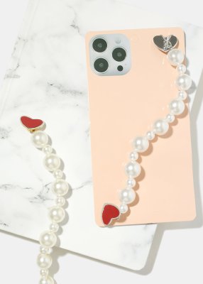 Pearl Heart Phone Strap