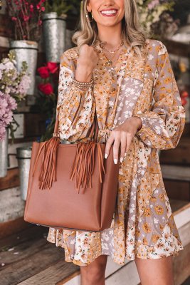 Style Profile Faux Leather Tote In Cinnamon