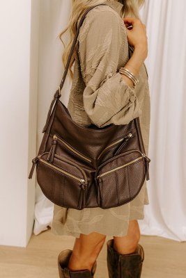 The Christine Faux Leather Hobo Tote in Chestnut