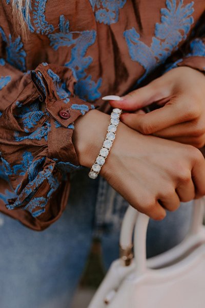 All The Sparkles Stretch Bracelet in White
