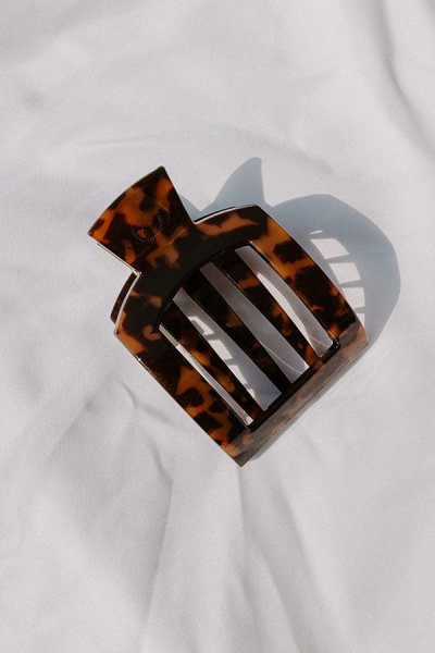 Flat Large Square Hair Claw Clip in Brown Tortoiseshell