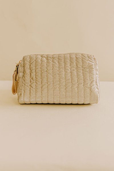 Shiraleah Logan Small Boxy Cosmetic Pouch in Gold