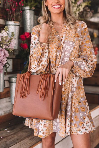 Style Profile Faux Leather Tote In Cinnamon