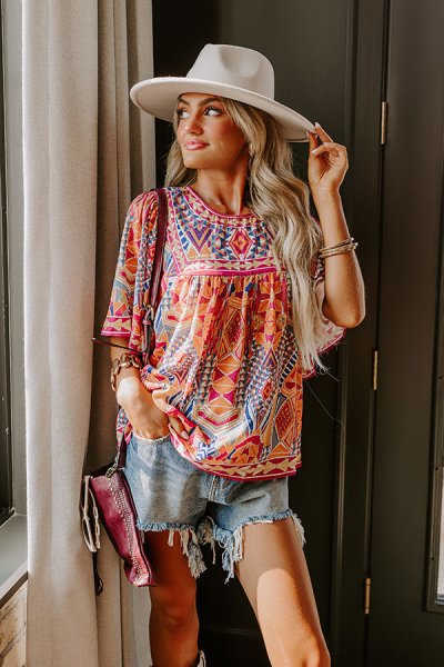 Sunshine Serenade Shift Top in Orange