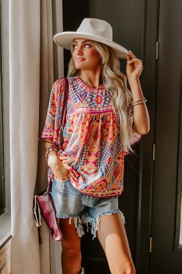 Sunshine Serenade Shift Top in Orange